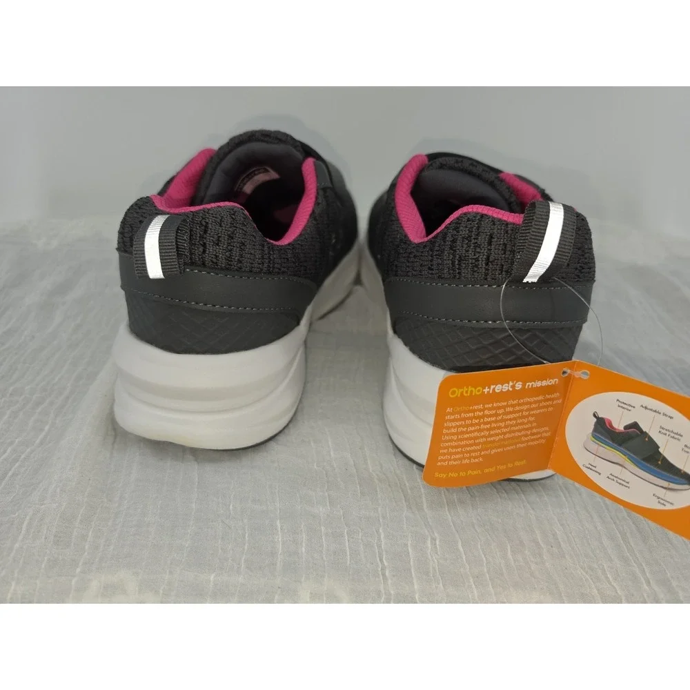 Ortho+rest Women's Diabetic Walking Shoes Norma Grey Pink Strap Sz 7 New
